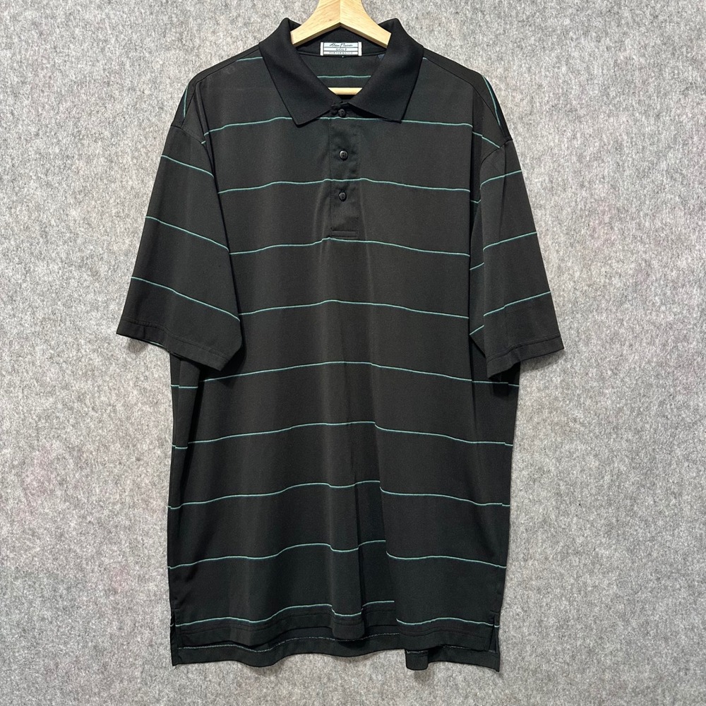 Alan Flusser Golf Polo Mens XXL Black Striped Performance Bamboo Shirt